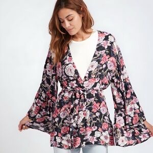 Billabong Women's All Flored Kimono Small Floral Rayon